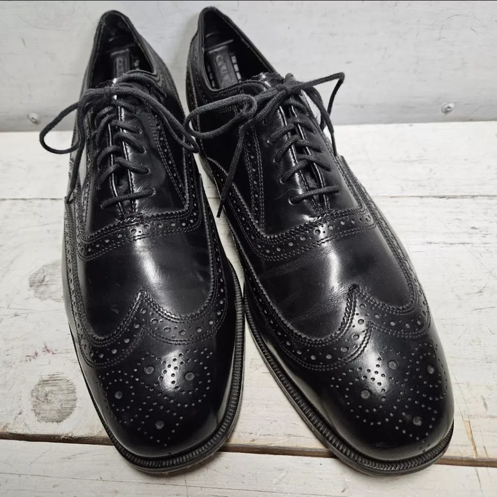 FLORSHEIM 17066-01 Lexington Wingtip Oxford Black Leather Dress Shoe Mens 11.5